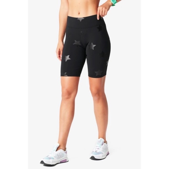 Terez Black Tonal Star Foil UpLift Bike Shorts, XS - Picture 3 of 6